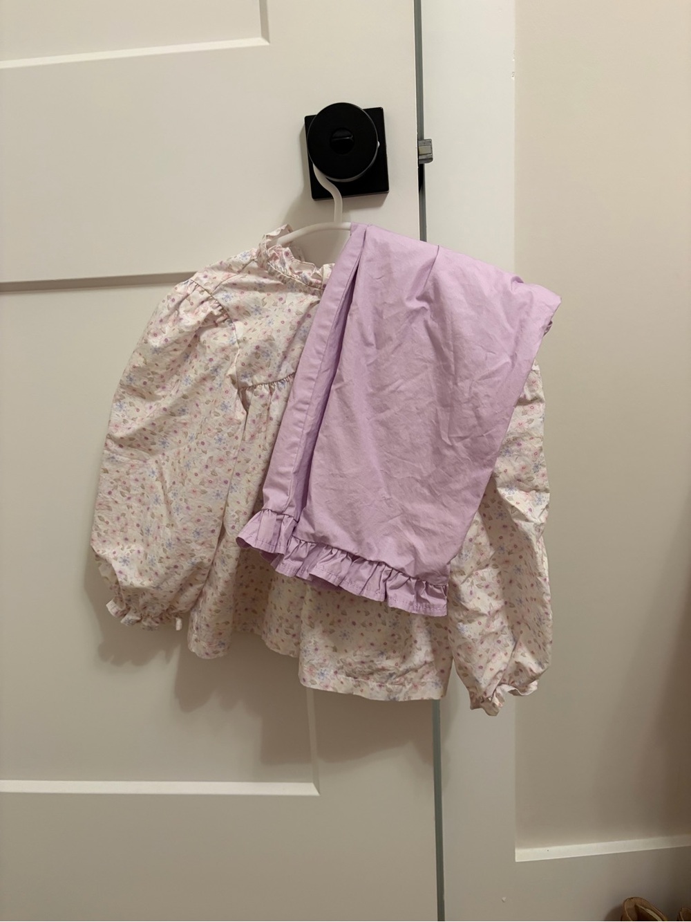 Girls' Lavender Ruffle Pajama Top and Pants Set